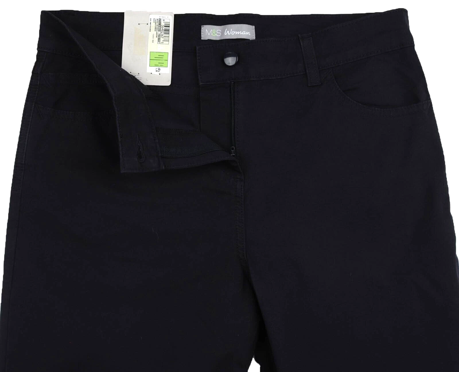 M&S Womens Marks & Spencer Blue Straight Trousers Size 24 Medium 8 Long