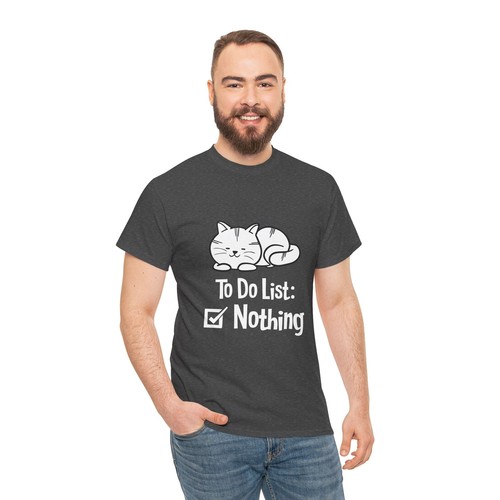 Cat Lover Unisex Heavy Cotton Tee T-Shirt 'Do Nothing' - Picture 70 of 118