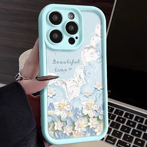 Case For iPhone 16 15 14 13 12 Pro Max 11 8 XR 16E Flowers Silicone Phone Cover - Picture 20 of 27