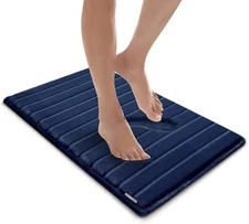 MICRODRY 21in x 34in, SoftLux, Charcoal Infused Memory Foam Bath Mat - Navy Blue