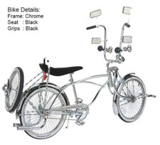 20" LOWRIDER COLLECTION 144 SPOKE STEEL BICYCLE 545-3 CHROME.