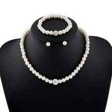 Fashion Pearl necklace matching set women white Formal 20 inch necklace Earrings