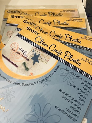 Grafix Clear Craft Plastic .007'' 12  X 12  4 NEW Packages (4 Sheets/ Pkg)  Cards