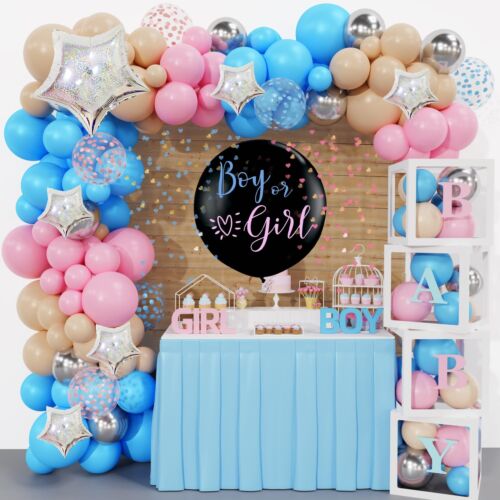 Amandir 164PCS Baby Boxes Gender Reveal Balloon Decorations Pink and Blue Bal...