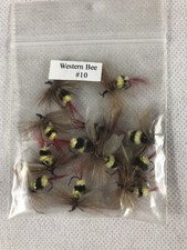 Western Bee #10 Fishing Flies, (12)
