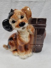 7" PUP WITH SUITCASE PLANTER BY ROYAL COPLEY, ROYAL WINDSOR