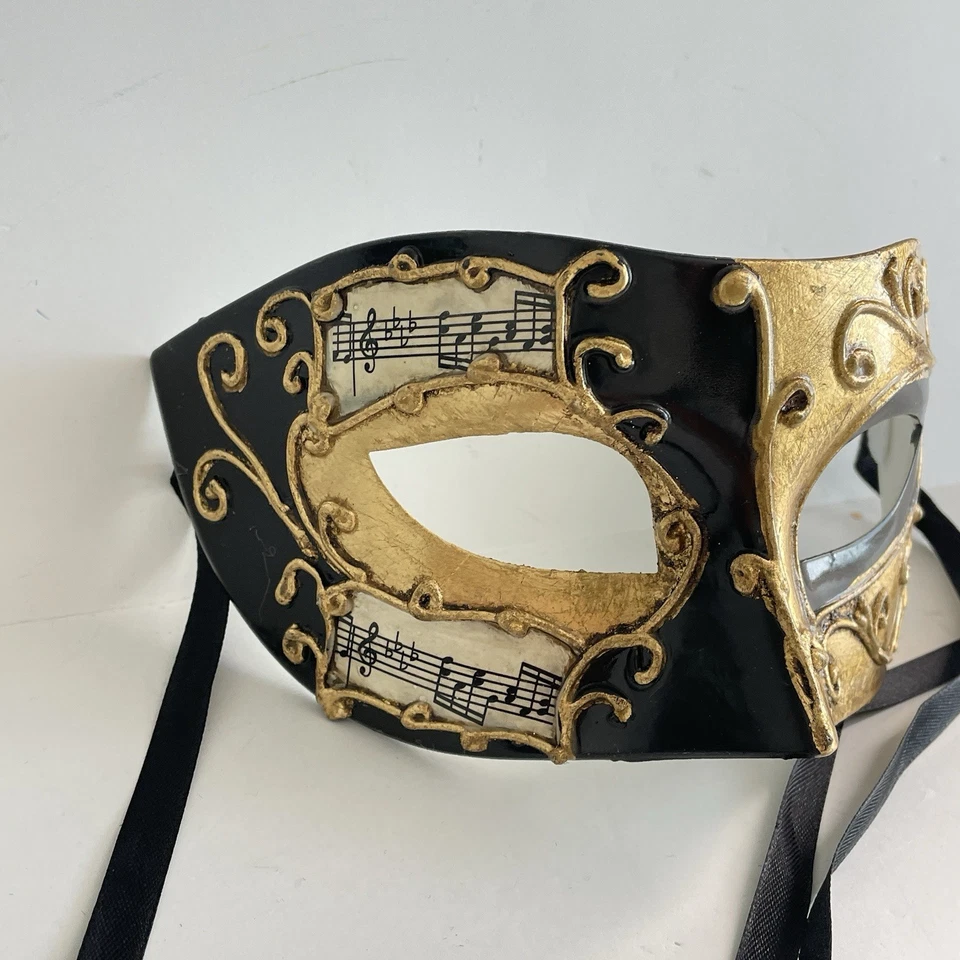 Media máscara facial Mascarada Mardi Gras música fantasma de la ópera fiesta brillante Foto 3 de 4