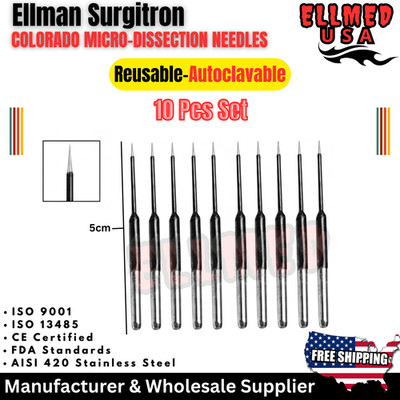 set of 10 Ellman Surgitron Colorado Micro-Dissection Needles Tungsten Tips New