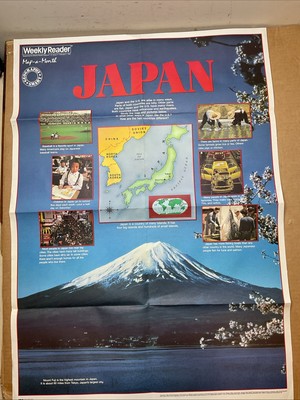 1991 Weekly Reader Posters Maps Of Japan Mount Fuji Tokyo McDonald s 32x22.5 B28