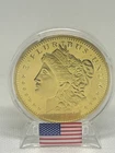 1896-S proof Morgan Gold Pl Coin In A Display Case 🇺🇸💯✨&bag.