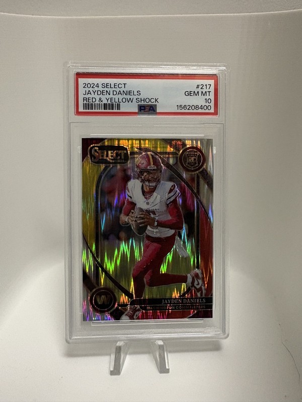 2024 Select Club Level Jayden Daniels #217 Red & Yellow Shock Prizm PSA 10 QTY