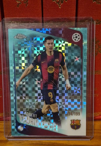 2025-26 Topps Uefa Club Competitions Robert Lewandowski #54 Aqua X-fractor /199