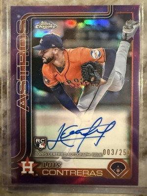 2025 Topps Chrome Luis Contreras Purple Refractor Auto RC /250 Houston Astros