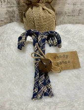 5 Vintage Style 5" NAVY CREAM Candy Canes Bowl Filler Farmhouse Ornaments NEW