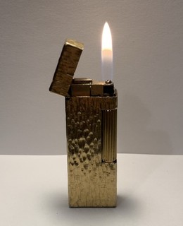 Dunhill Rollagas Gold Bark Pattern Lighter Sep 1970. Working And Refurbished.