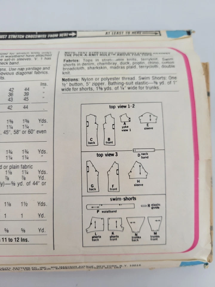 70’s Vintage Sewing Pattern Men's Tops Swim Shorts Size 38 Simplicity  7550 - Image 3 of 4