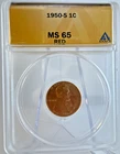 1950-S Lincoln Wheat Cent 1c ANACS MS 65 RD