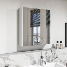 Double Door White Bathroom Mirror Cabinet  600 x 650mm - Pendle BeBa_27440