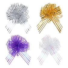 20pcs 8 Inch Large Organza Pull Bow Gift Wrapping Bows Gold/White/Silver/Purple