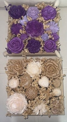 Artificial Rose Arrangement Centerpiece Flower Box Purple Beige Floral Garden