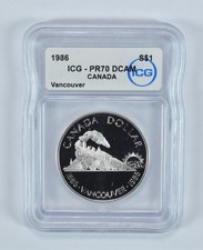 1986 Canada Silver Dollar Vancouver PR70 DCAM ICG *9718