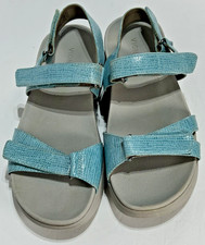 Vionic Womens Nuala Embossed Slingback Wedge Sandals Shoes Porcelain Blue Sz 8.5