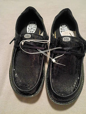 Hey Dude Wendy Disco Sequin Black Women  s 8W Loafer Comfort Lace-Up