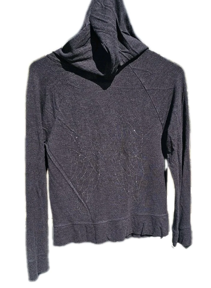 UNDERCOVER Cappotto Victoria's Secret con cappuccio e cerniera grigio antracite taglia XS strass ala angelo