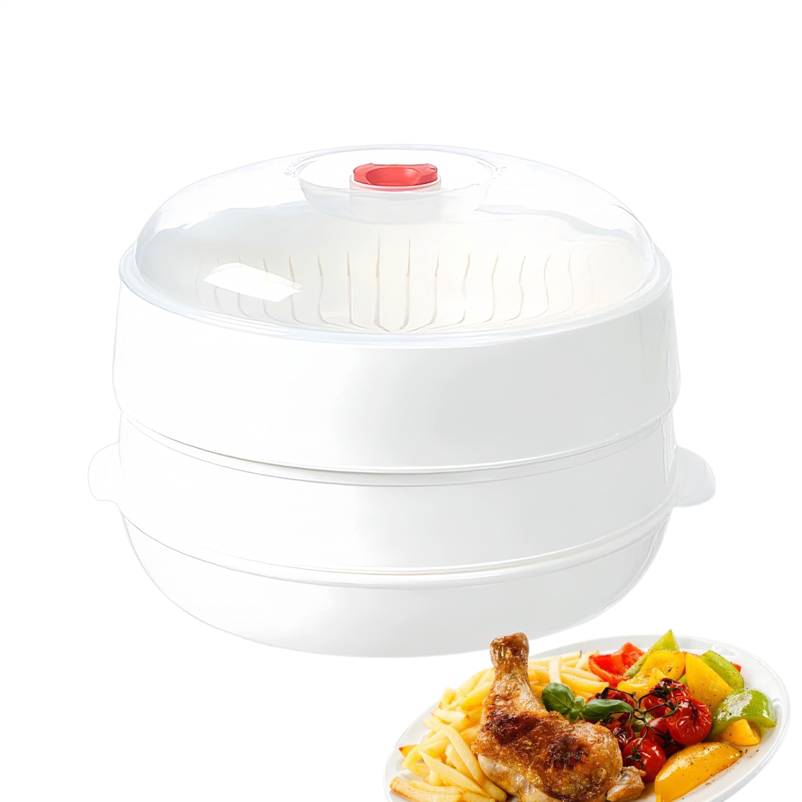 Microwave Steamer For Cooking Microwave Cooking Steamer With Lid Round-1 Layer-image