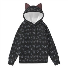 Black Cat Gothic Hoodie with Cute Cat Ears Women Sweatshirt