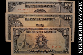 Japanese Occupation Currency Three Assorted Notes No Reserve #CR230