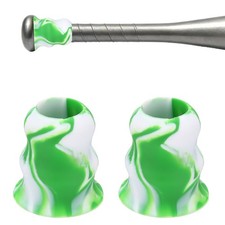 Silicone Bat Taper Bat Knob Taper Softball Grip 2Pcs & Green-White