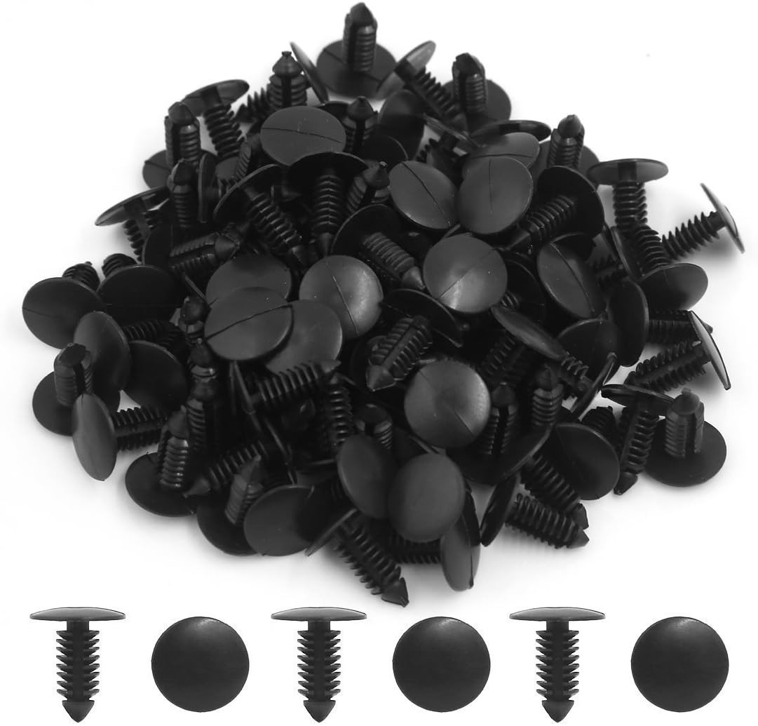200 Pcs Black Plastic Push Clip Fasteners, 7Mm Hole Size, Universal Automotive B