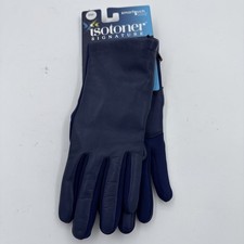 WOMEN'S NEW BLUE ISOTONER SMART DRI PLUS SMART TOUCH S/M GLOVES ZIP SIDES