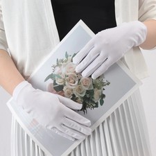 New Solid Fashion Women's Gloves Manner Ceremonial White Elastic Sunscreen Mitte