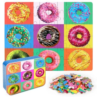 LELEMON Puzzles for Kids Ages 4-6, Donut Puzzle 60 Piece Puzzles for Kids in ...