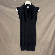 RED Valentino Wool Knit Ruffle Dress  Gray  Size M