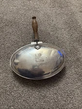 Antique Wood Handle Crumb Tray/Silent Butler Horse Etched On Top Silver Plated