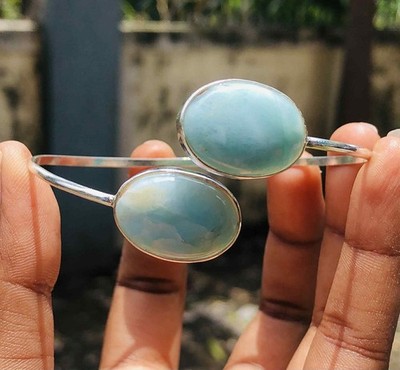 Brillantestes Armband 0,925 Sterlingsilber Larimar 10 Gramm verstellbar 117 Z477
