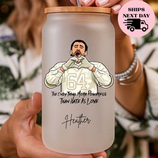 Frosted Glass Tumbler With Lid and Straw Love Theme Novelty Personalized name