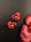 Vintage Women's Brooch & Earrings Clip Red Enamel Flower Gold Tone Retro — photo 4