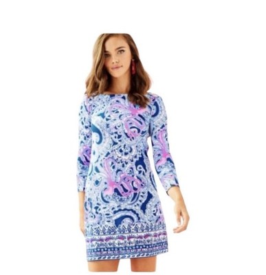 Lilly Pulitzer UPF 50+ Sophie dress Blue Grotto Legga Sea Pink and blue small