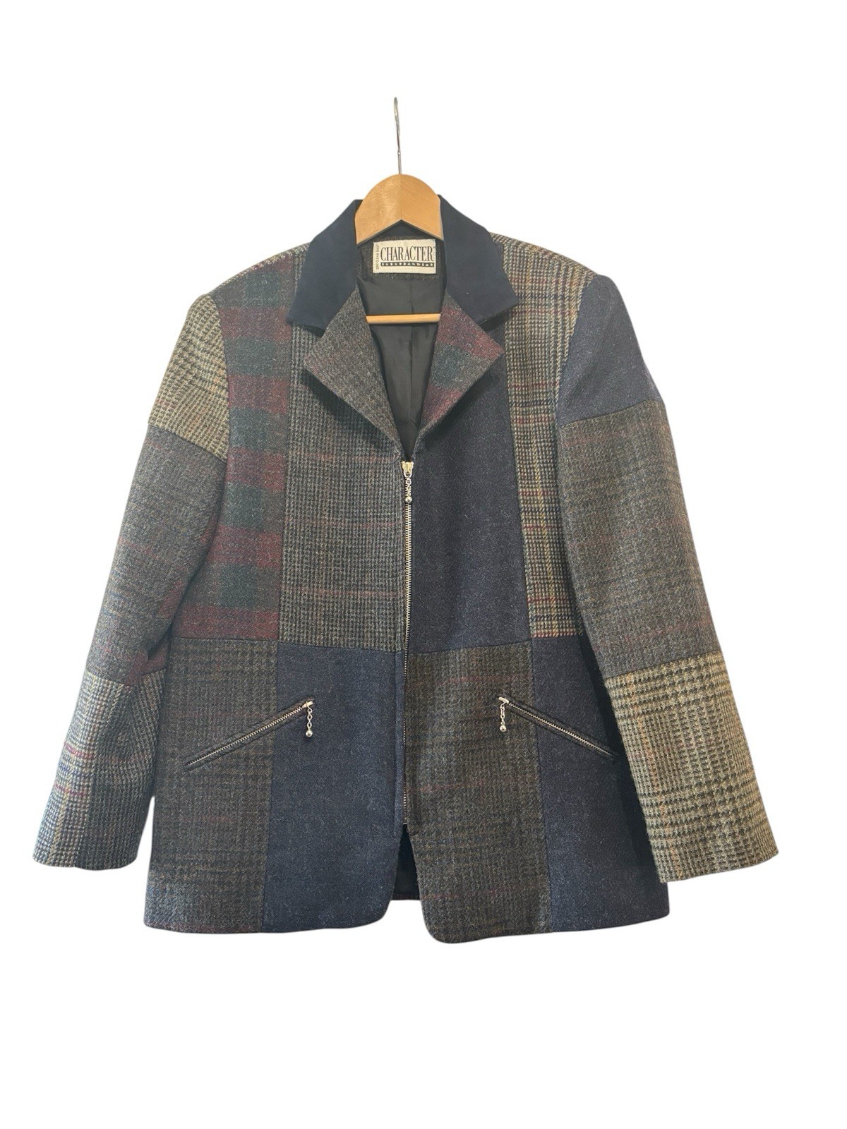 Vintage Character Patchwork Zip Jacket Blazer Poc… - image 2