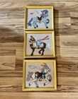 Vintage Set of 3 Framed Carousel Horse Needlepoint Wall Art Mid Century — photo 5