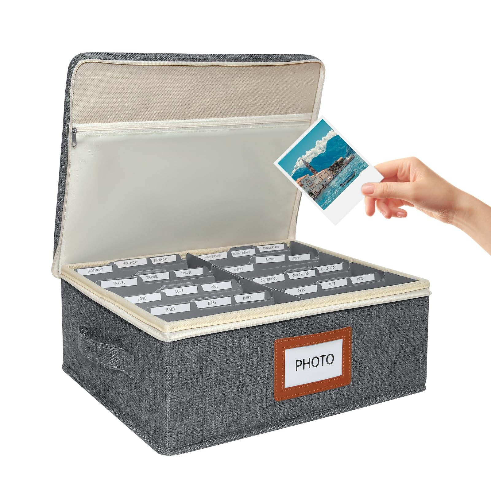 Photographic Box Set Sprsthai Linen Photo Storage Box, Grey | eBay