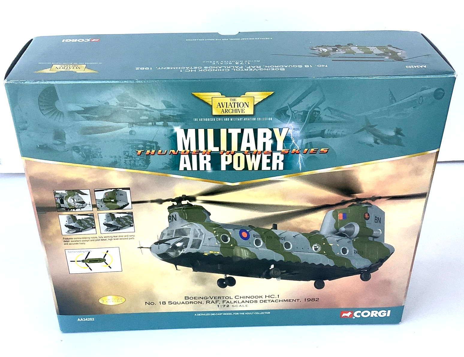 Corgi AA34202 1:72 Boeing/Vertol Chinook HC.1 Raf 18 Sqn Falklands MIB