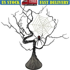 Prelit Halloween Tree W/ Spider Battery Operated Orange LED Lights Centerpiece
