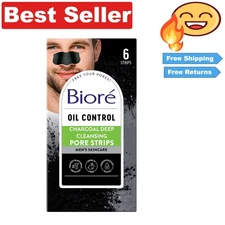 6 Count Men's Natural Charcoal Pore Strips - Effective Oil Control Solution