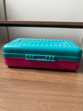 VTG 90s Spacemaker Hot Pink Tiel Pencil Box Plastic Case School Supplies Clean