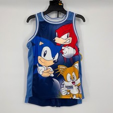 NWT Sonic The Hedgehog Boys Basketball Jersey Shorts Set Size Large 10-12 Sporty